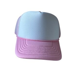 Pink Adjustable Trucker Hat White Trim